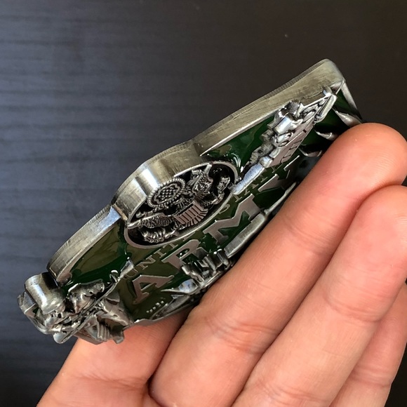 Army military belt buckle removable cowboy men - Picture 4 of 7